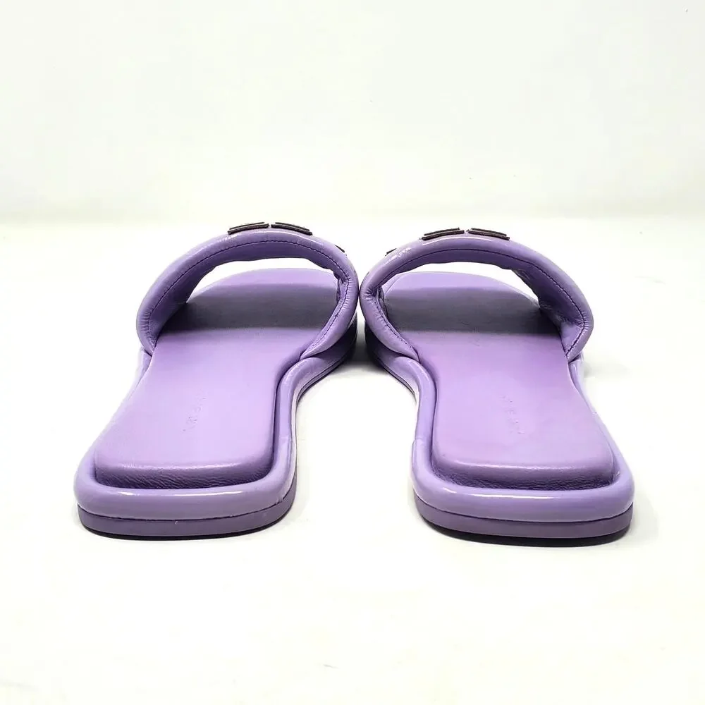 Tory Burch Double T Sport Slide Sandals Lavender Cloud Leather 141380 Size 6.5 M